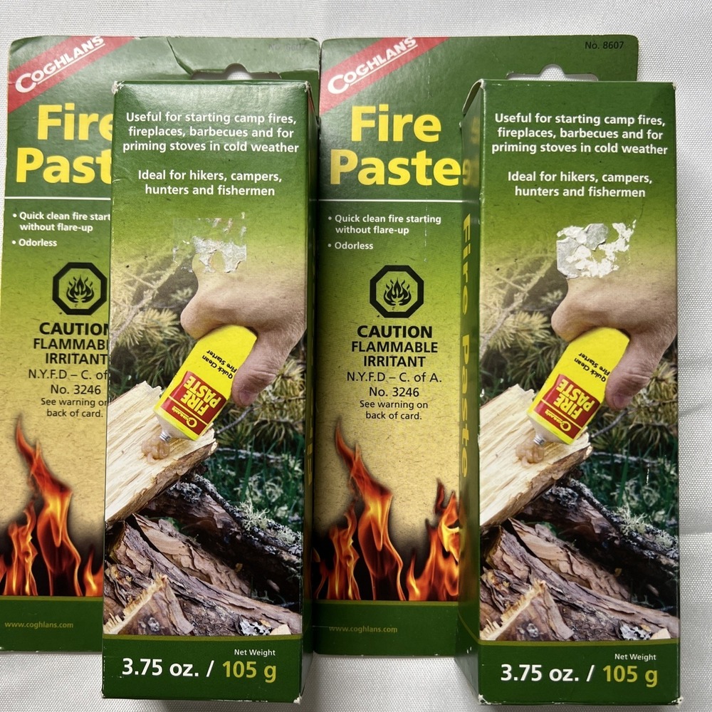 Coghlan's Fire Paste 8607 NOS Discontinued Sealed Lot of 2 Camping Survival